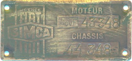 Plaque SIMCA 1937